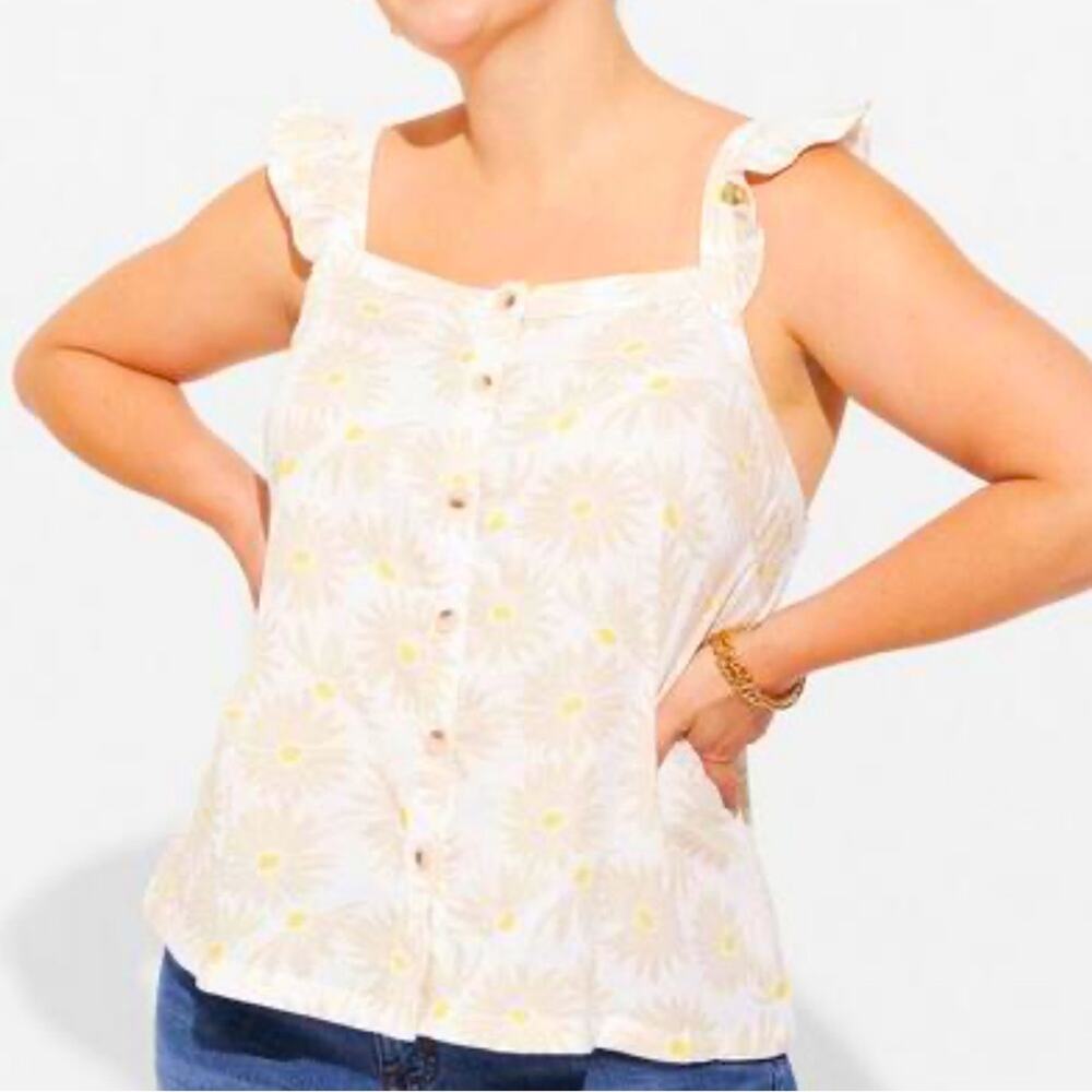 NEW Torrid Double Gauze Floral Ruffle Button Front Top Size 3X